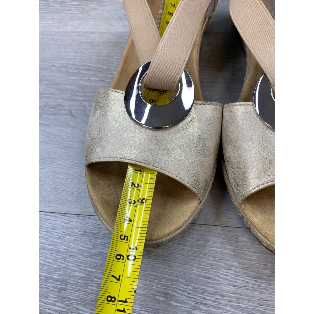Rieker Antistress Women's Gold Metallic Elastic Wedge Sandals Size 39 EU 8 US - Picture 9 of 12